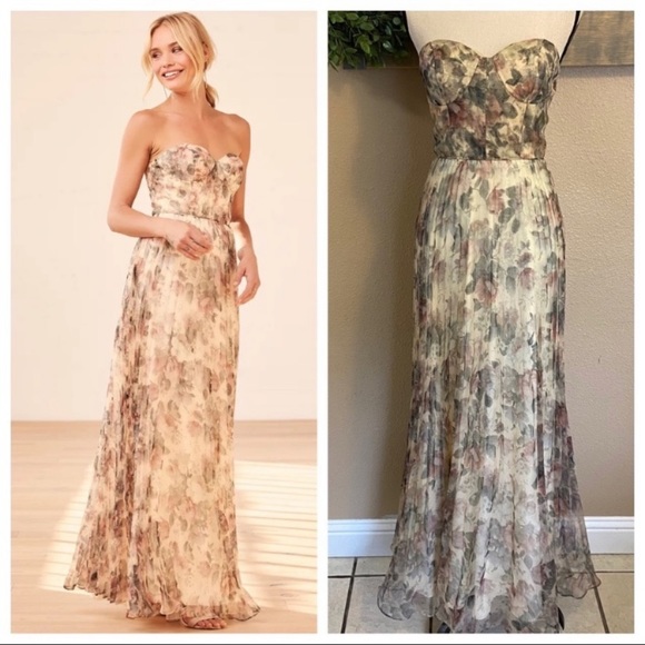 Lulus Most Beautiful Day Ivory Multi Floral Print Organza Maxi Dress - Picture 1 of 15